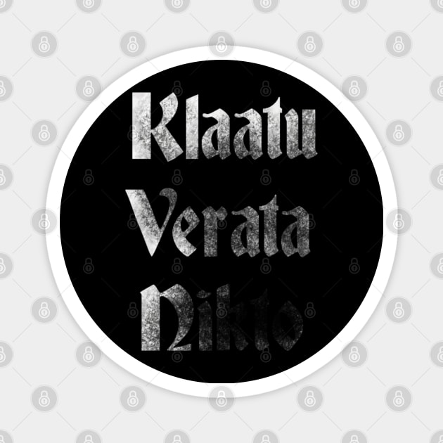 Klaatu Verata Necktie (White) Magnet by lucafon18